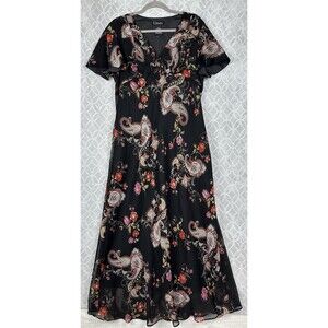 Y2K Babydoll Maxi Midi Dress 18 Paisley Floral Flutter Sleeve Coquette Fairy 90s